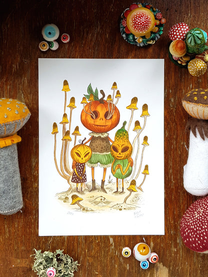 Pumpkin Head Family Print