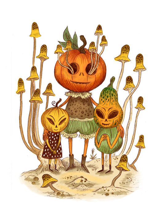 Pumpkin Head Family Print