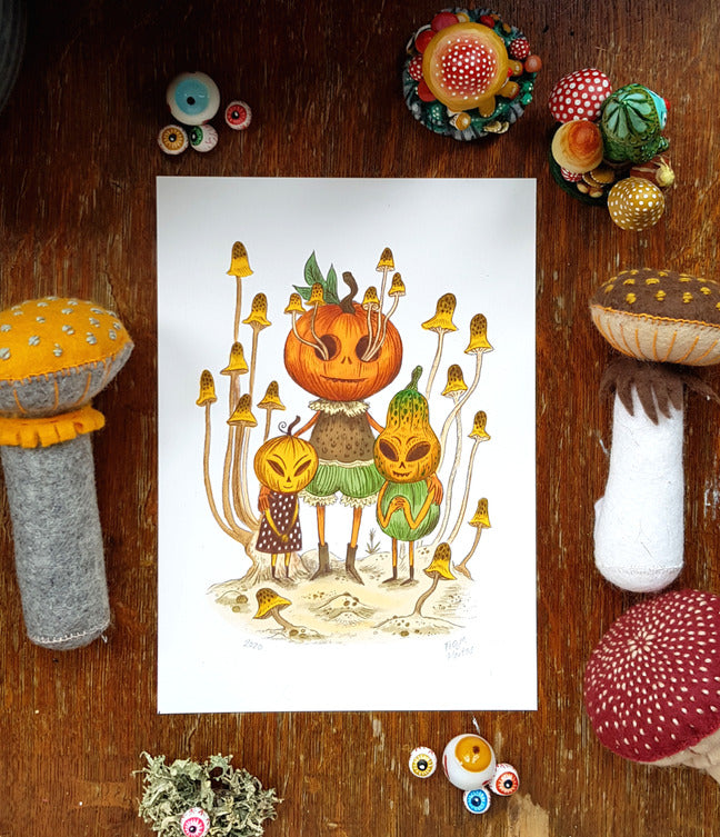 Pumpkin Head Family Print