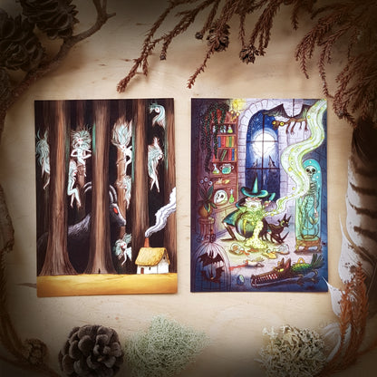 Pack of 6 spooky postcards