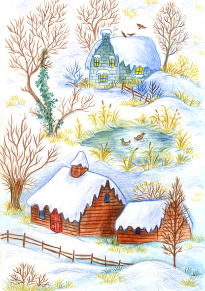 Pack of 5 Winter Farm Greetings Cards