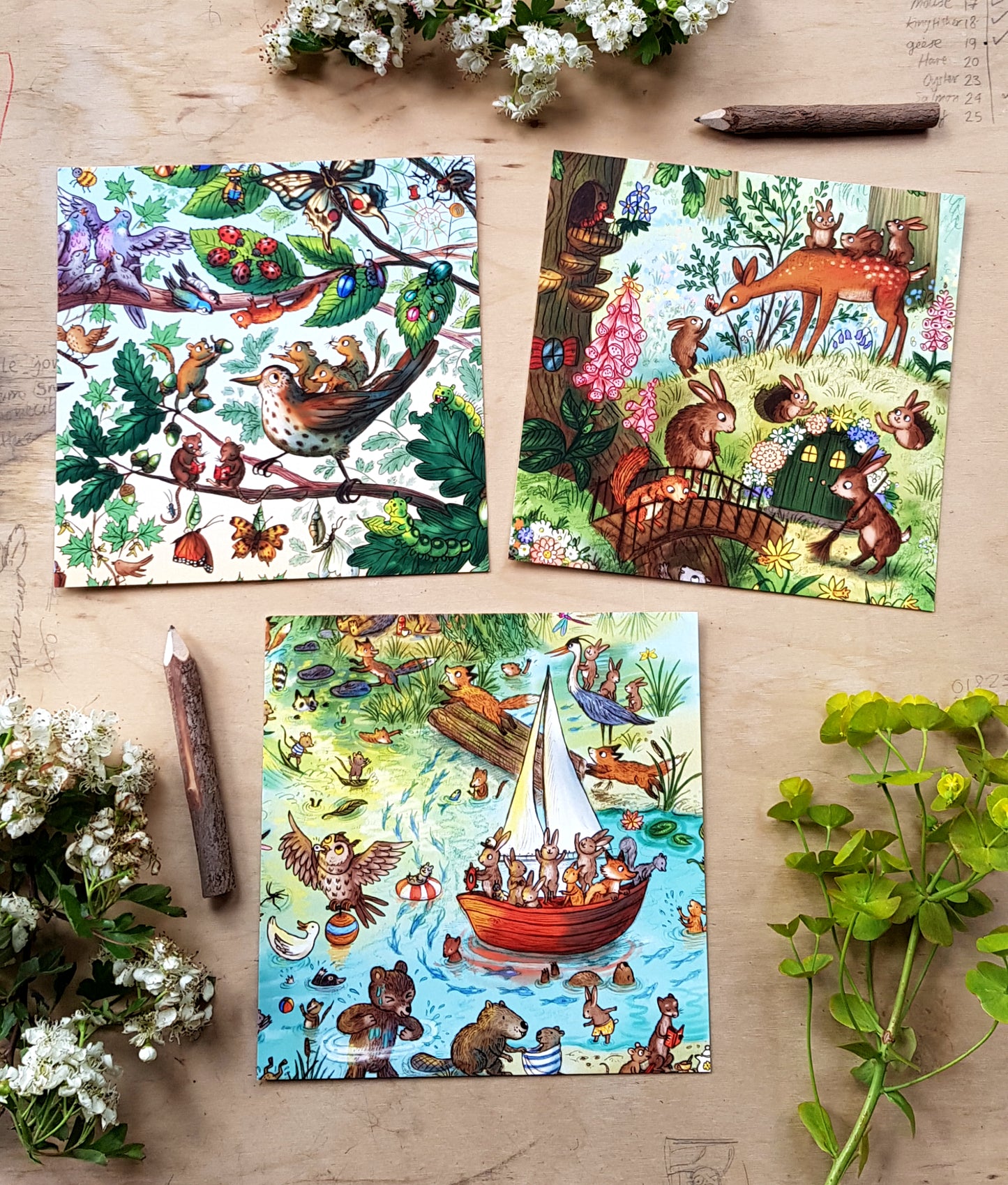 Bumper pack of 10 woodland postcards