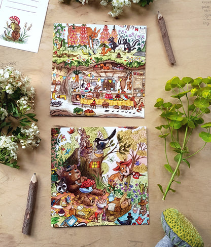 Bumper pack of 10 woodland postcards