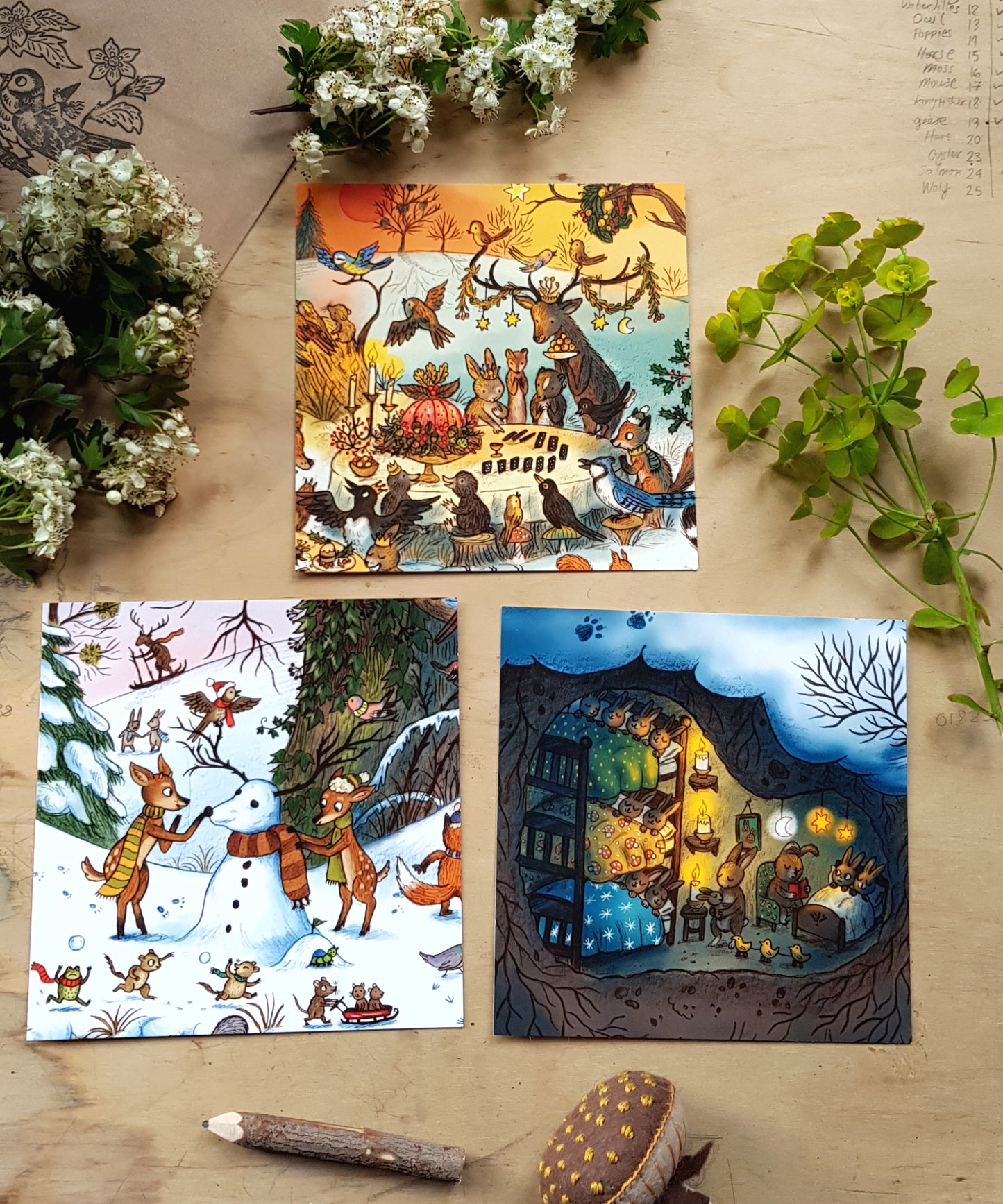 Bumper pack of 10 woodland postcards